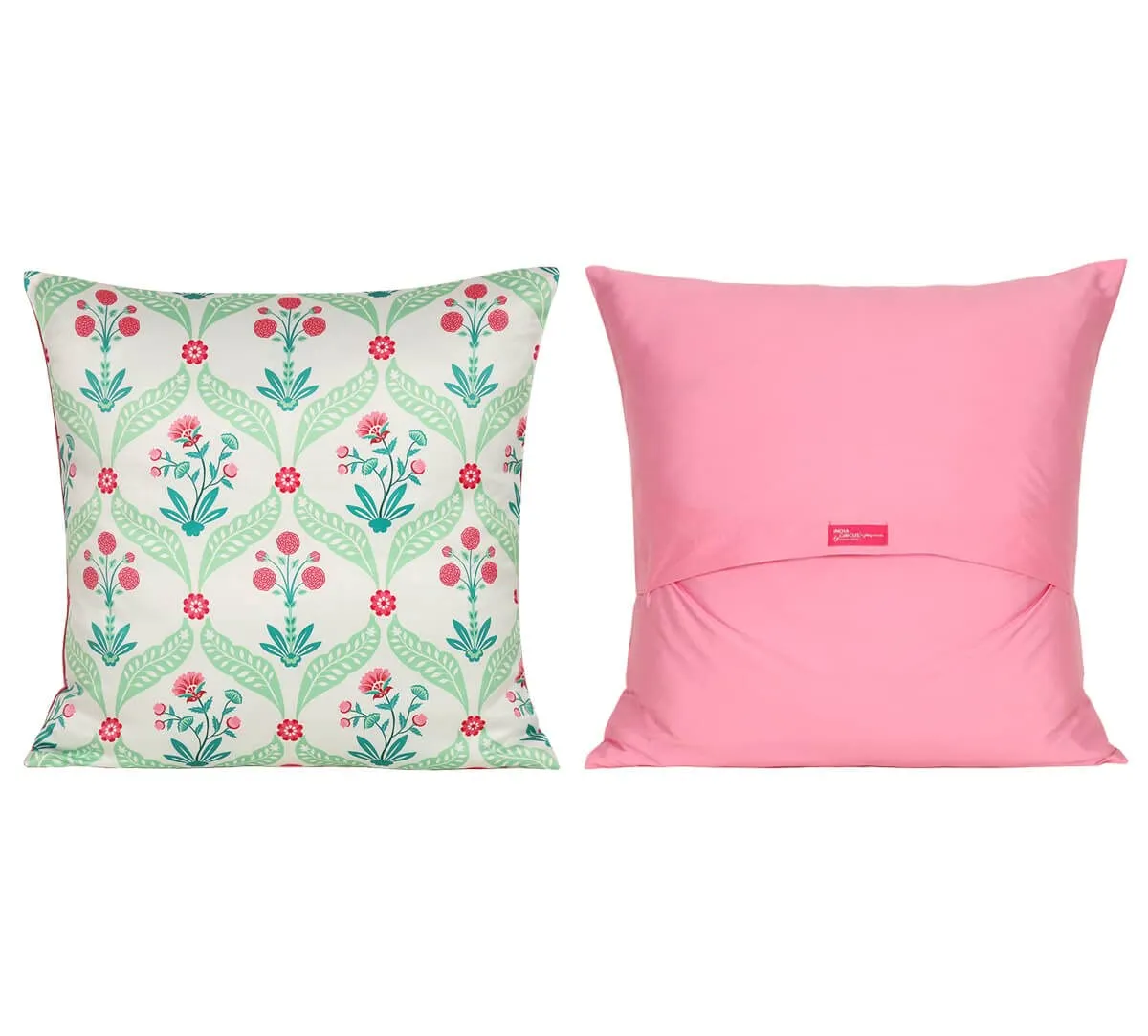 India Circus by Krsnaa Mehta Blooming Dahlia Multicolor Satin Blend Blended Tafetta Silk Cushion Pillow Covers Set of 5 (18 x 18 Inches)