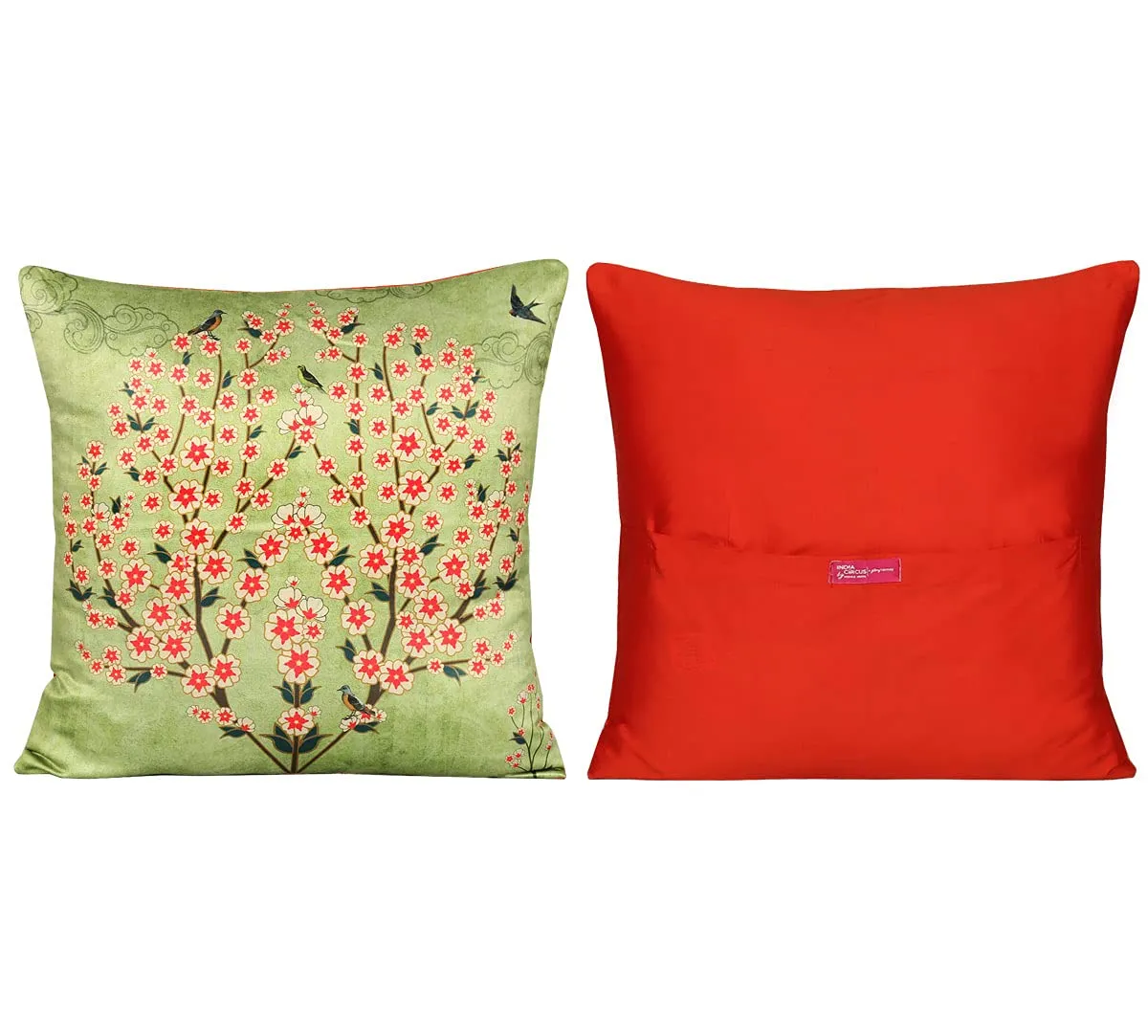 India Circus By Krsnaa Mehta Bougainvillea Delights Multicolor Satin Blend Cushion Pillow Covers Set Of 5 (16 X 16 Inches) - 110tc