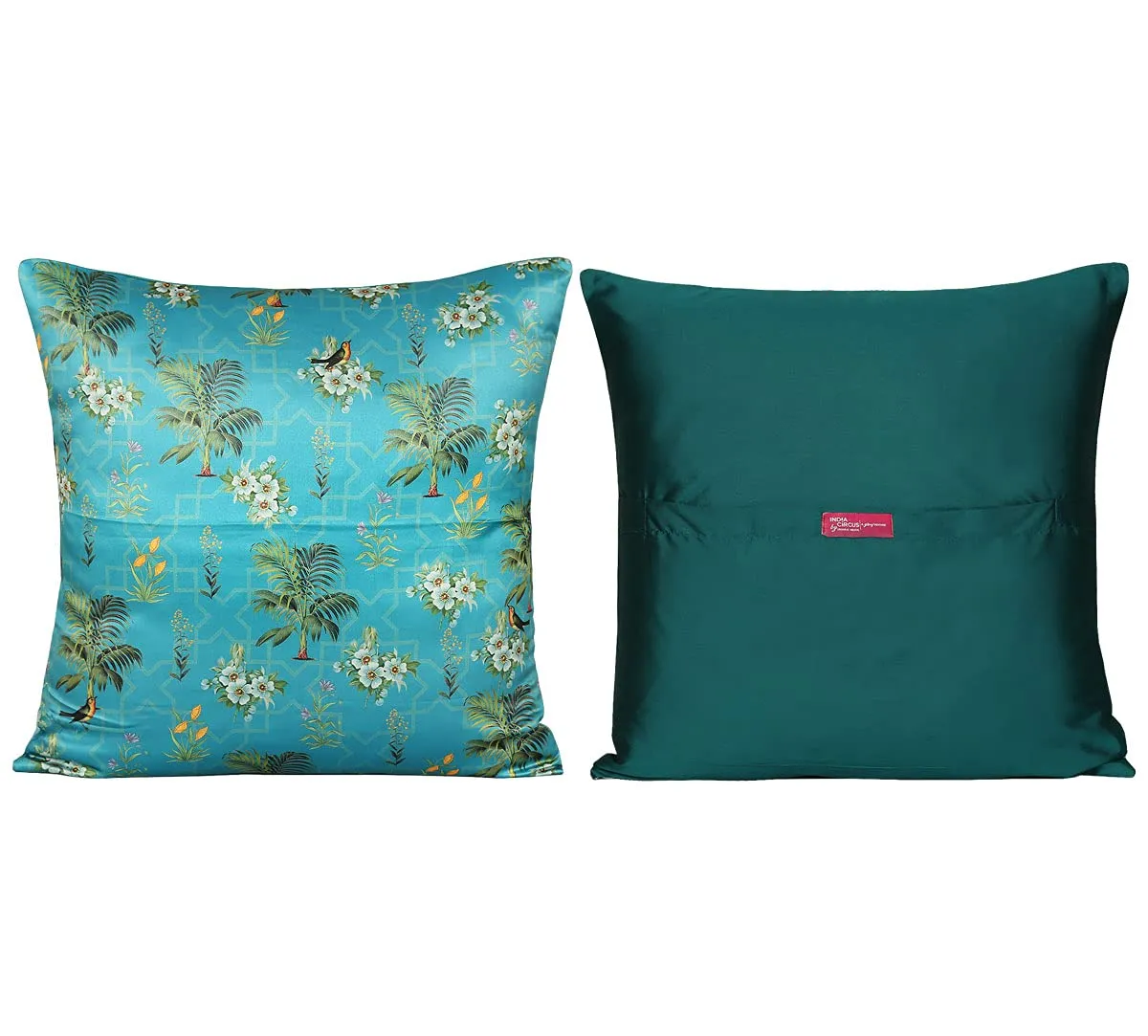 India Circus By Krsnaa Mehta Bougainvillea Delights Multicolor Satin Blend Cushion Pillow Covers Set Of 5 (16 X 16 Inches) - 110tc