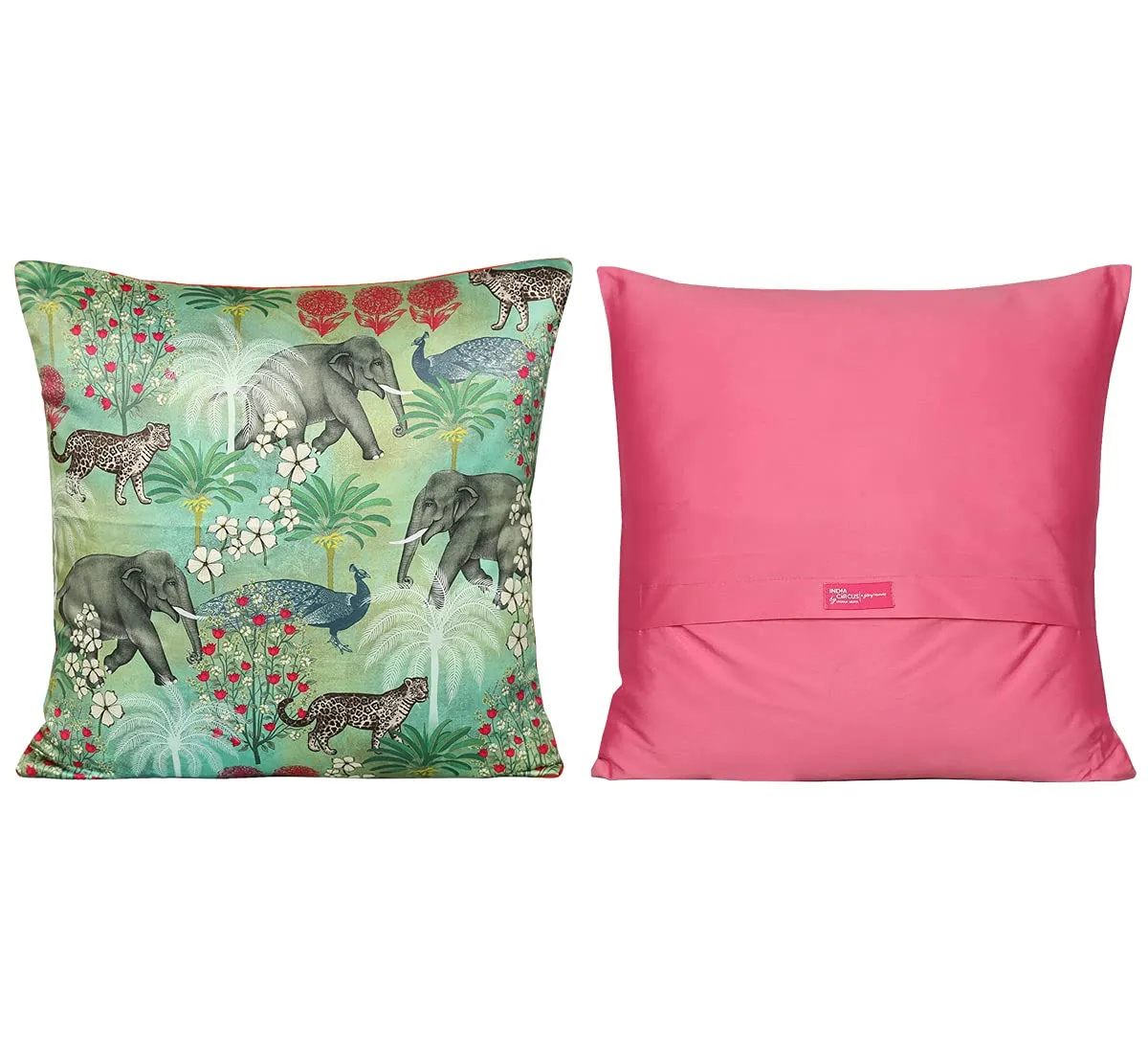 India Circus By Krsnaa Mehta Bougainvillea Delights Multicolor Satin Blend Cushion Pillow Covers Set Of 5 (16 X 16 Inches) - 110tc