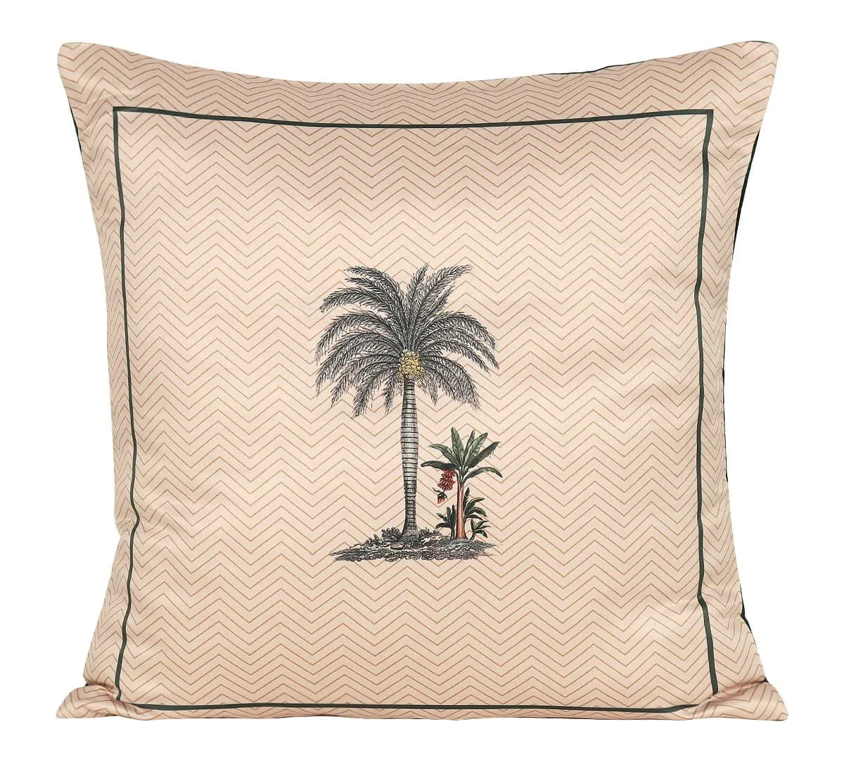 India Circus by Krsnaa Mehta Chevron Palms Multicolor Satin Blend Blended Tafetta Silk Cushion Pillow Covers Set of 5 (18 x 18 Inches)