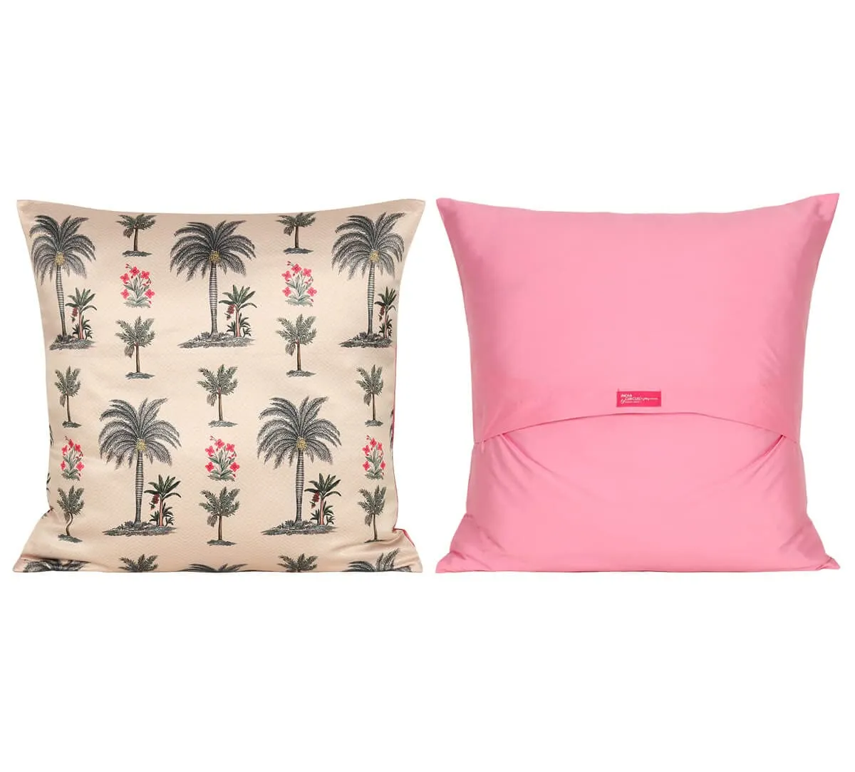 India Circus by Krsnaa Mehta Chevron Palms Multicolor Satin Blend Blended Tafetta Silk Cushion Pillow Covers Set of 5 (18 x 18 Inches)