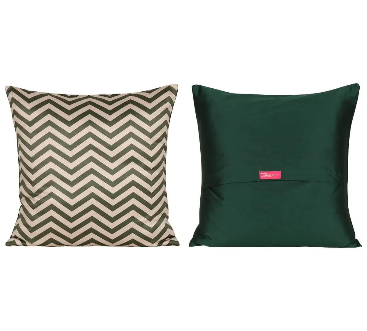 India Circus by Krsnaa Mehta Chevron Palms Multicolor Satin Blend Blended Tafetta Silk Cushion Pillow Covers Set of 5 (18 x 18 Inches)