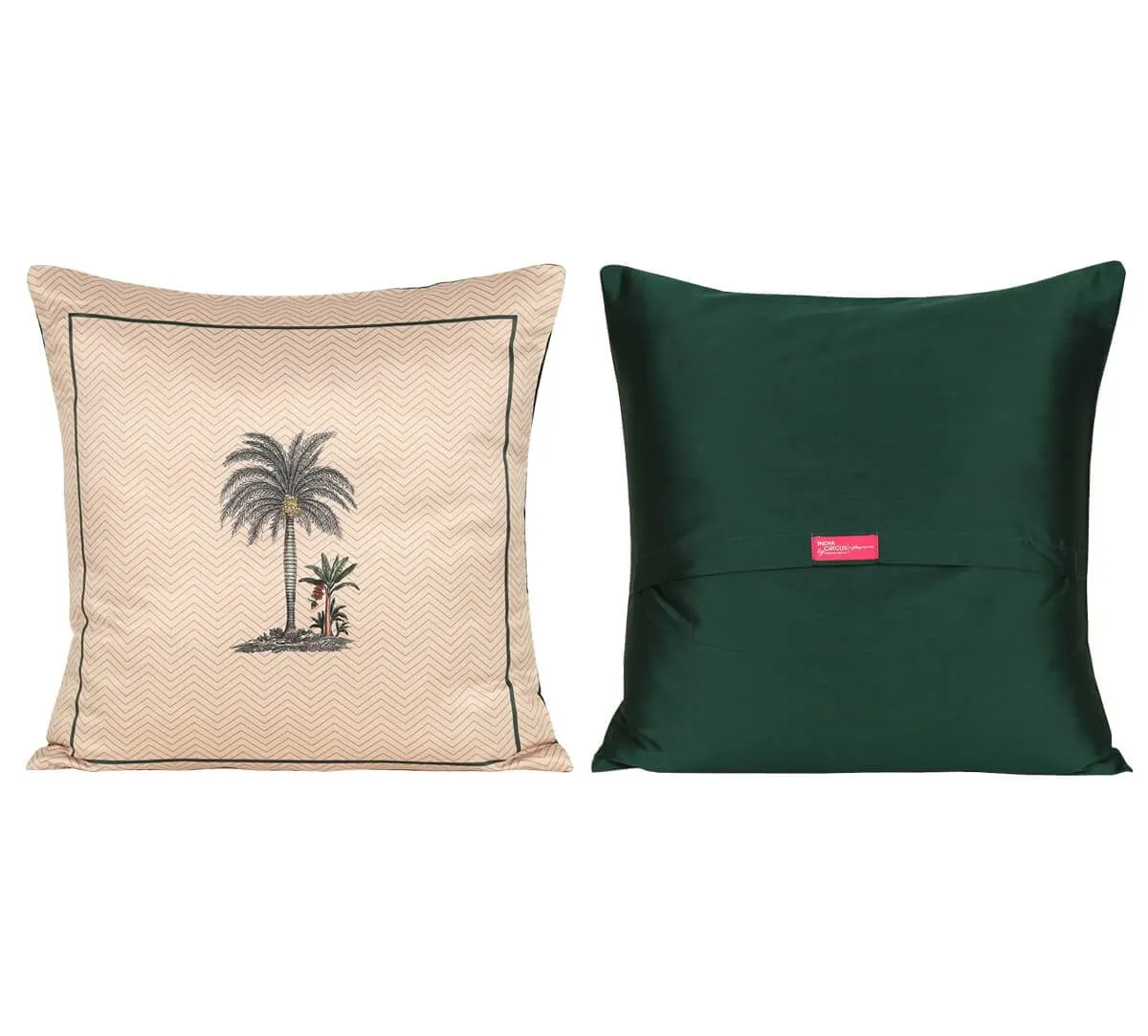 India Circus by Krsnaa Mehta Chevron Palms Multicolor Satin Blend Blended Tafetta Silk Cushion Pillow Covers Set of 5 (18 x 18 Inches)