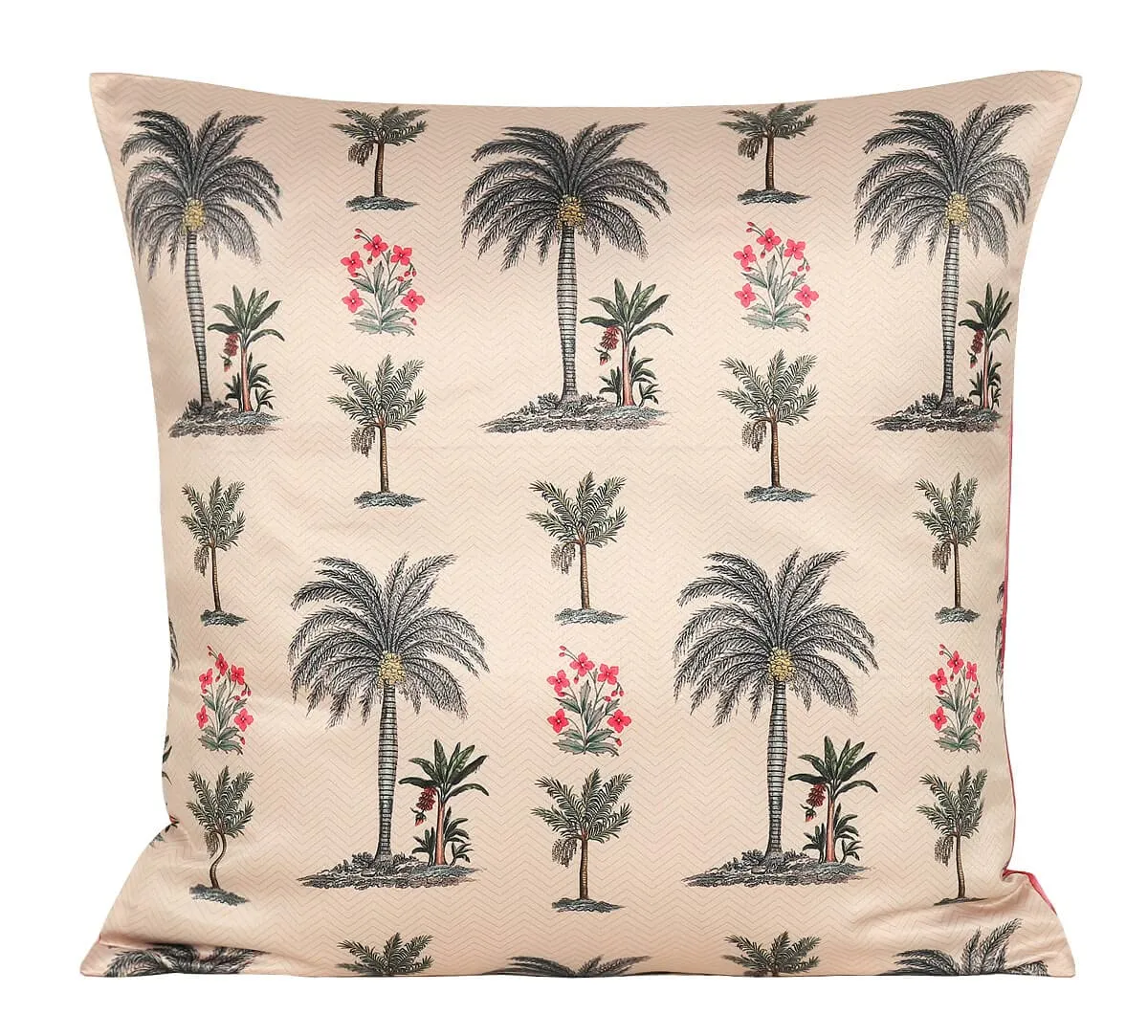 India Circus by Krsnaa Mehta Chevron Palms Multicolor Satin Blend Blended Tafetta Silk Cushion Pillow Covers Set of 5 (18 x 18 Inches)