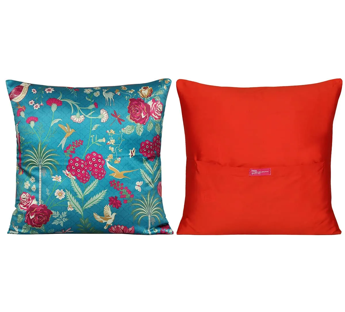 India Circus by Krsnaa Mehta Chevron Safari Multicolor Satin Blend Cushion Pillow Covers Set of 5 (16 x 16 Inches)