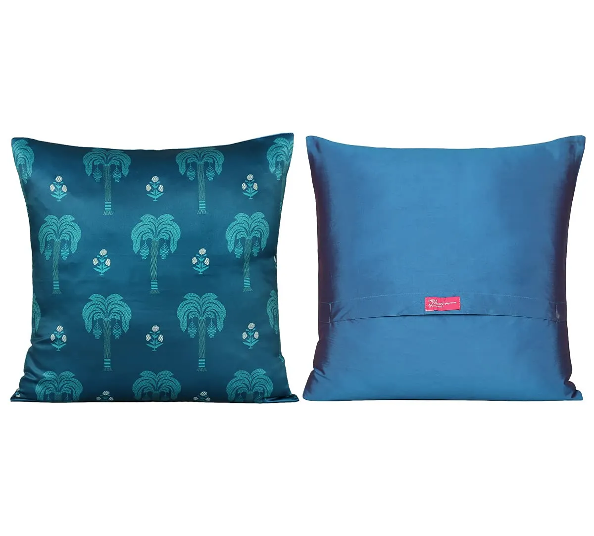 India Circus by Krsnaa Mehta Chevron Safari Multicolor Satin Blend Cushion Pillow Covers Set of 5 (16 x 16 Inches)