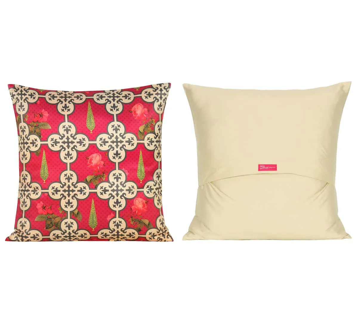India Circus by Krsnaa Mehta Clover Knotty Multicolor Satin Blend Blended Tafetta Silk Cushion Pillow Covers Set of 5 (18 x 18 Inches)