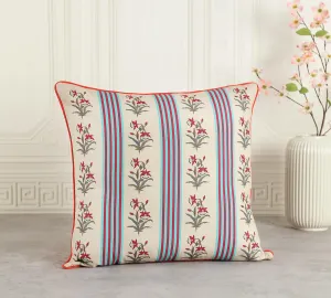 India Circus by Krsnaa Mehta Contrasting Pulchritudinous Multicolor Printed Decorative Cotton Poplin Cushion Pillow Cover for Couch, Sofa, Bed Set of 1 Single Pcs (16 x 16 Inches)