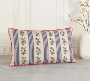 India Circus by Krsnaa Mehta Contrasting Pulchritudinous Multicolor Rectangle Printed Decorative Cotton Poplin Cushion Pillow Cover for Couch, Sofa, Bed Set of 1 Single Pcs (8 x 16 Inches)