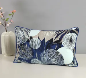 India Circus by Krsnaa Mehta Discoid Azure Multicolor Rectangle Printed Decorative Cotton Duck Cushion Pillow Cover for Couch, Sofa, Bed Set of 1 Single Pcs (8 x 16 Inches)
