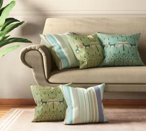 India Circus by Krsnaa Mehta Geometrical Deer's Multicolor Satin Blend Cushion Pillow Covers Set of 5 (16 x 16 Inches) 110 TC