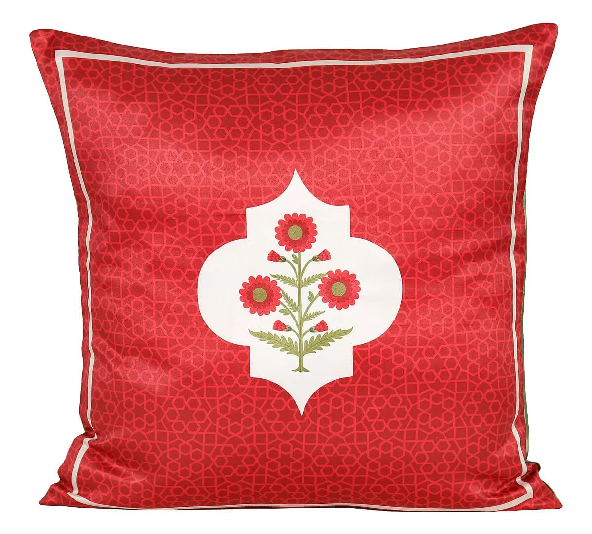 India Circus by Krsnaa Mehta Grey Poppy Flower Multicolor Satin Blend Blended Tafetta Silk Cushion Pillow Covers Set of 5 (18 x 18 Inches)
