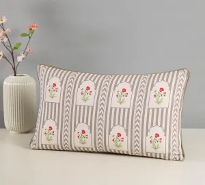India Circus by Krsnaa Mehta Grey Spell Multicolor Rectangle Printed Decorative Cotton Duck Cushion Pillow Cover for Couch, Sofa, Bed Set of 1 Single Pcs (8 x 16 Inches)