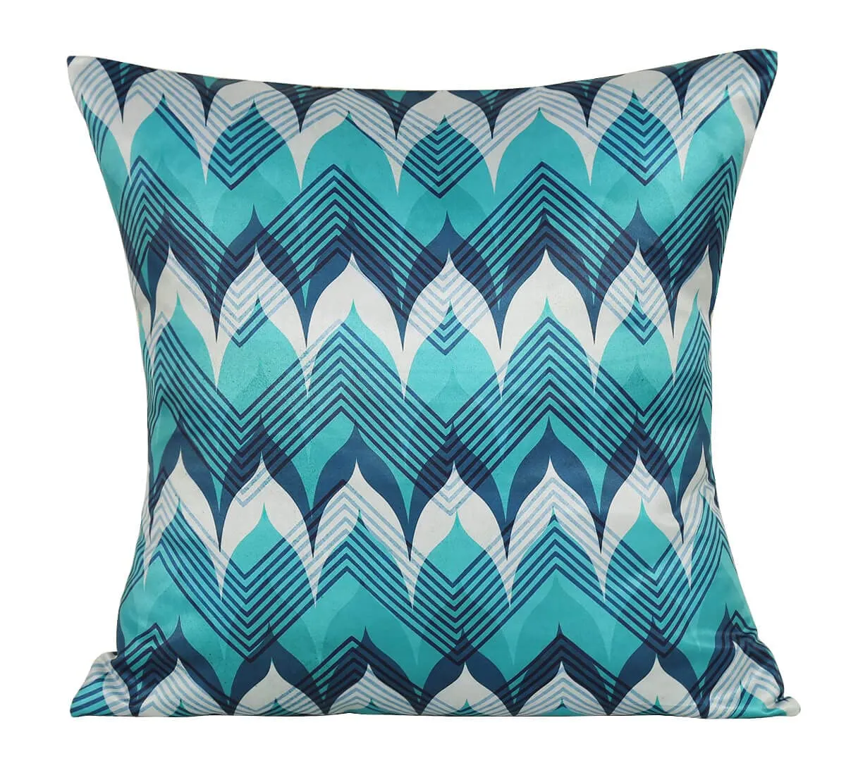 India Circus by Krsnaa Mehta Indigo Mayhem Multicolor Satin Blend Blended Tafetta Silk Cushion Pillow Covers Set of 5 (16 x 16 Inches)
