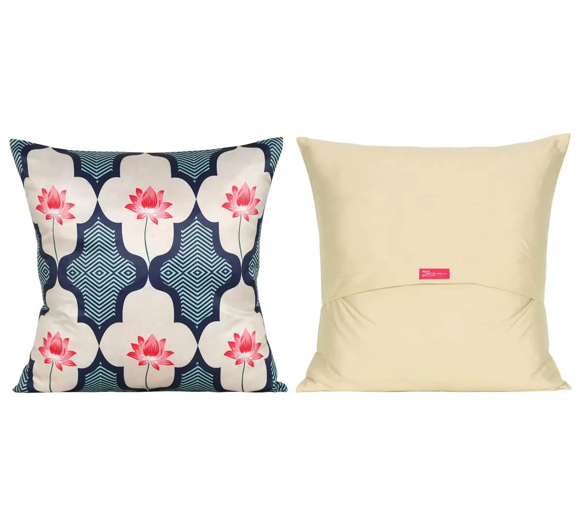 India Circus by Krsnaa Mehta Indigo Mayhem Multicolor Satin Blend Blended Tafetta Silk Cushion Pillow Covers Set of 5 (16 x 16 Inches)