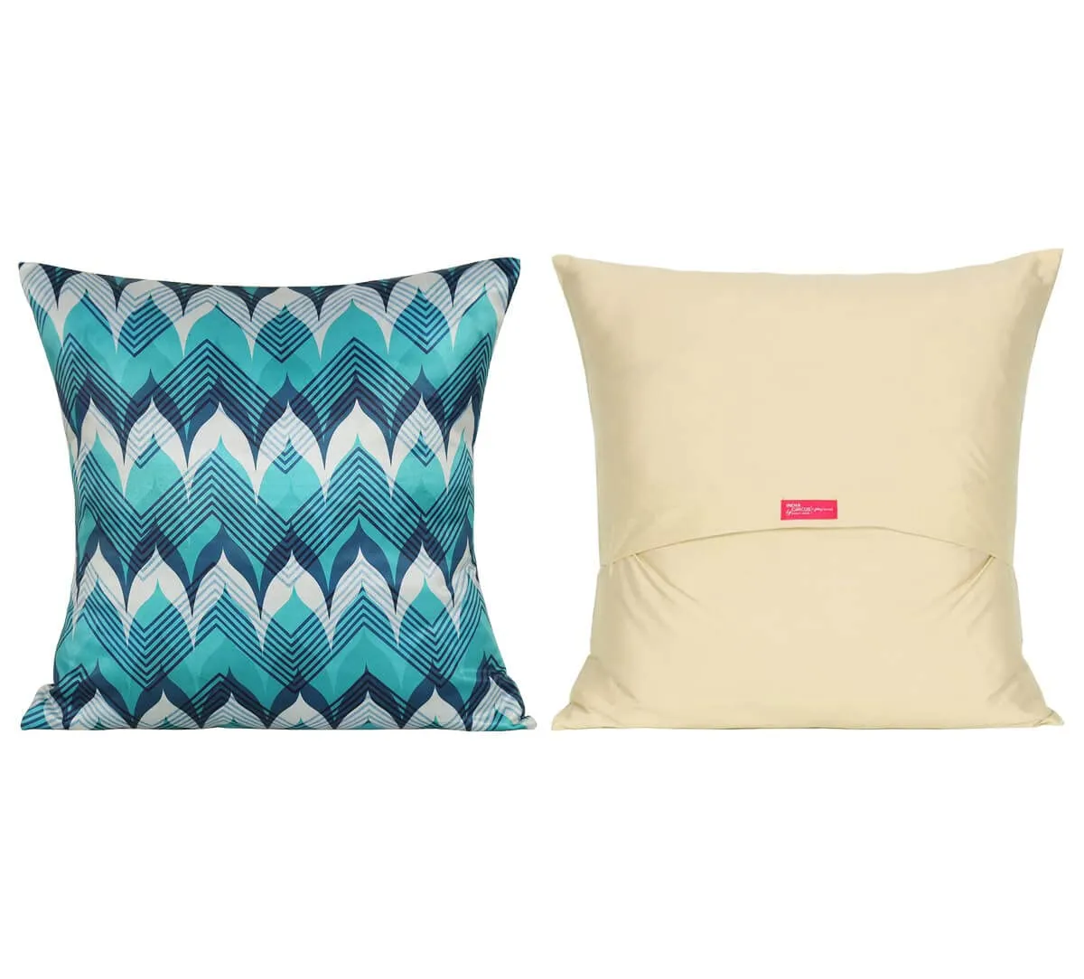 India Circus by Krsnaa Mehta Indigo Mayhem Multicolor Satin Blend Blended Tafetta Silk Cushion Pillow Covers Set of 5 (16 x 16 Inches)