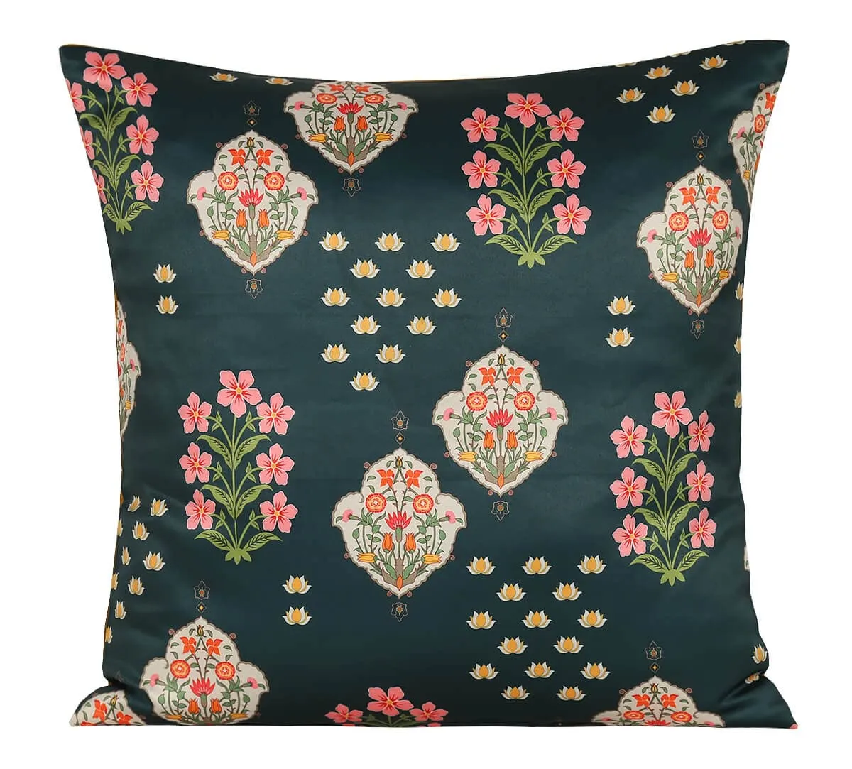 India Circus by Krsnaa Mehta Inflorescence Frolic Multicolor Satin Blend Blended Tafetta Silk Cushion Pillow Covers Set Of 5 (16 X 16 Inches), 120 TC