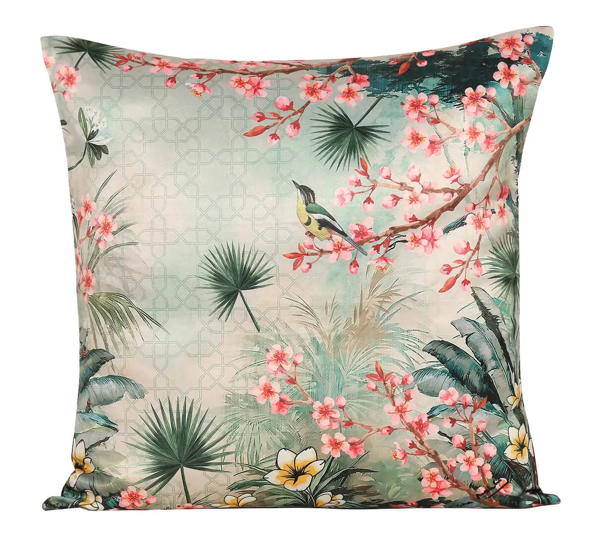 India Circus by Krsnaa Mehta Inflorescence Frolic Multicolor Satin Blend Blended Tafetta Silk Cushion Pillow Covers Set Of 5 (16 X 16 Inches), 120 TC
