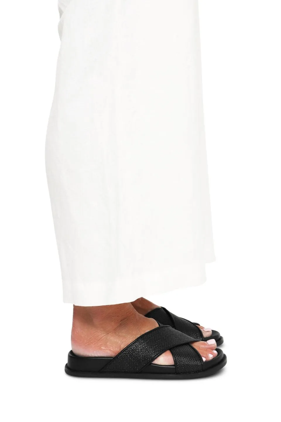 Jacee Black Woven Cross Over Slide