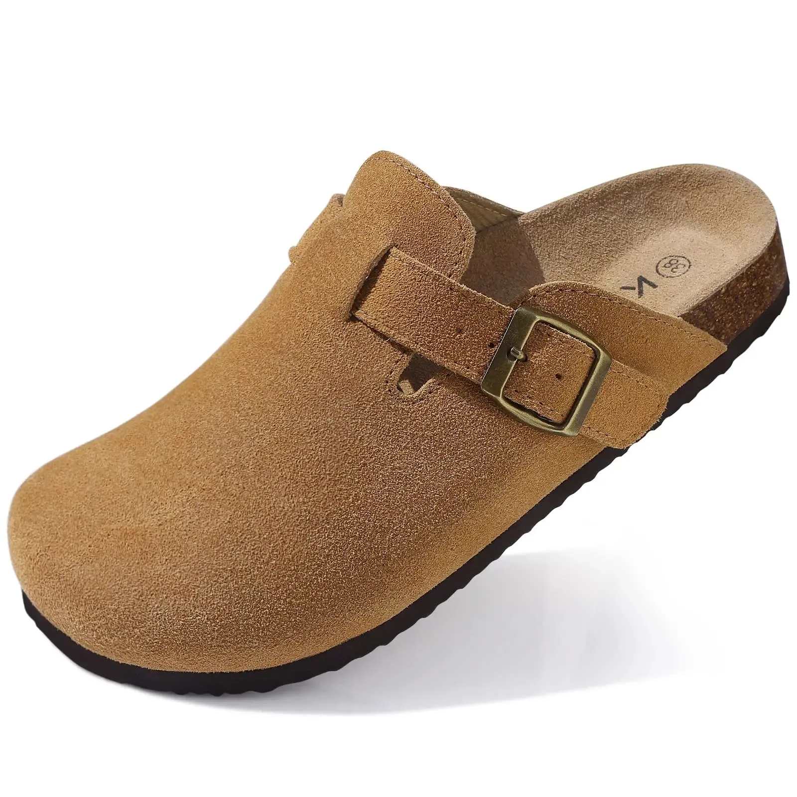 KIDMI New Suede Women Clogs Slippers Fashion Cork Footbed Beach Slippers Soft Cork Nonslip Men Clogs Slippers With Arch Support