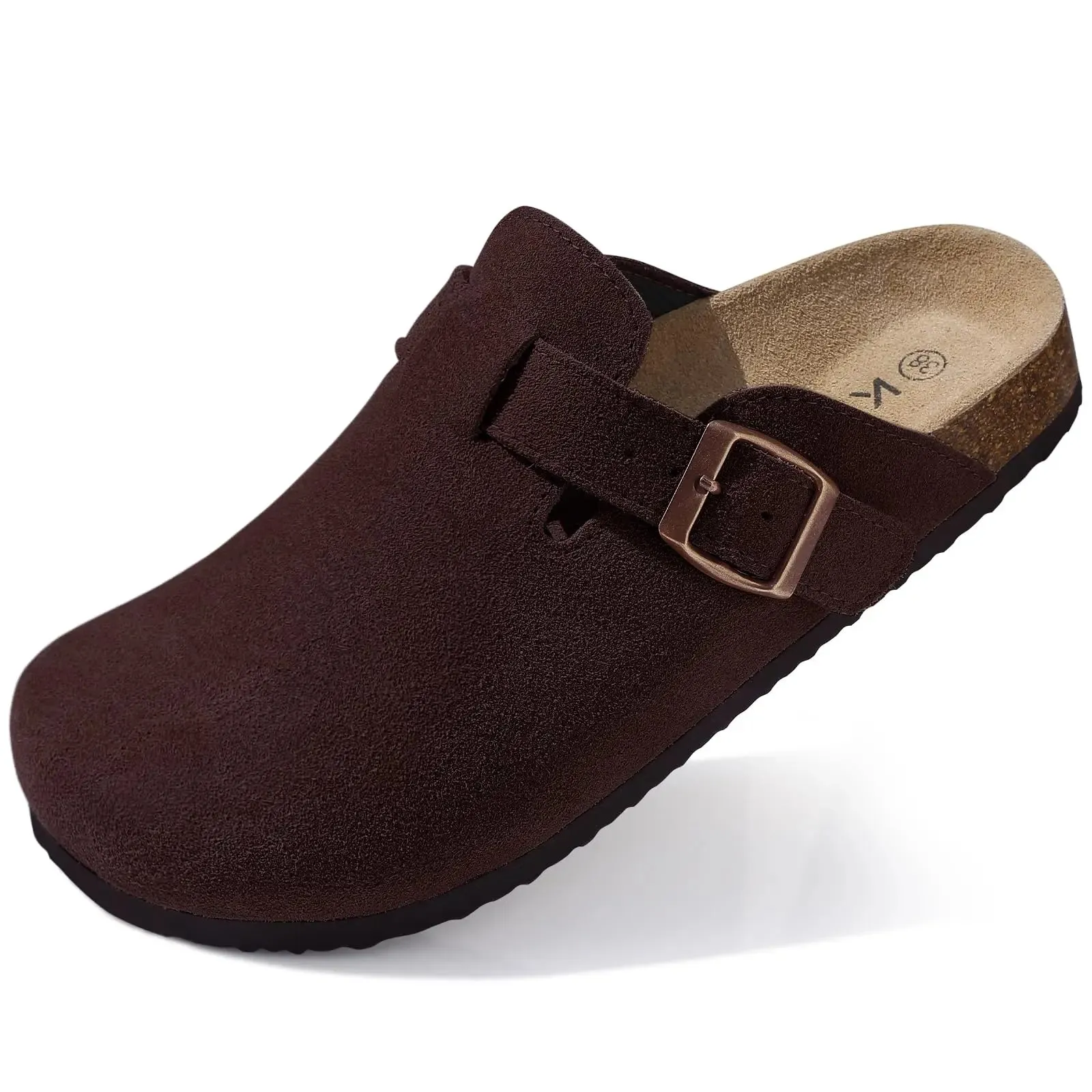 KIDMI New Suede Women Clogs Slippers Fashion Cork Footbed Beach Slippers Soft Cork Nonslip Men Clogs Slippers With Arch Support