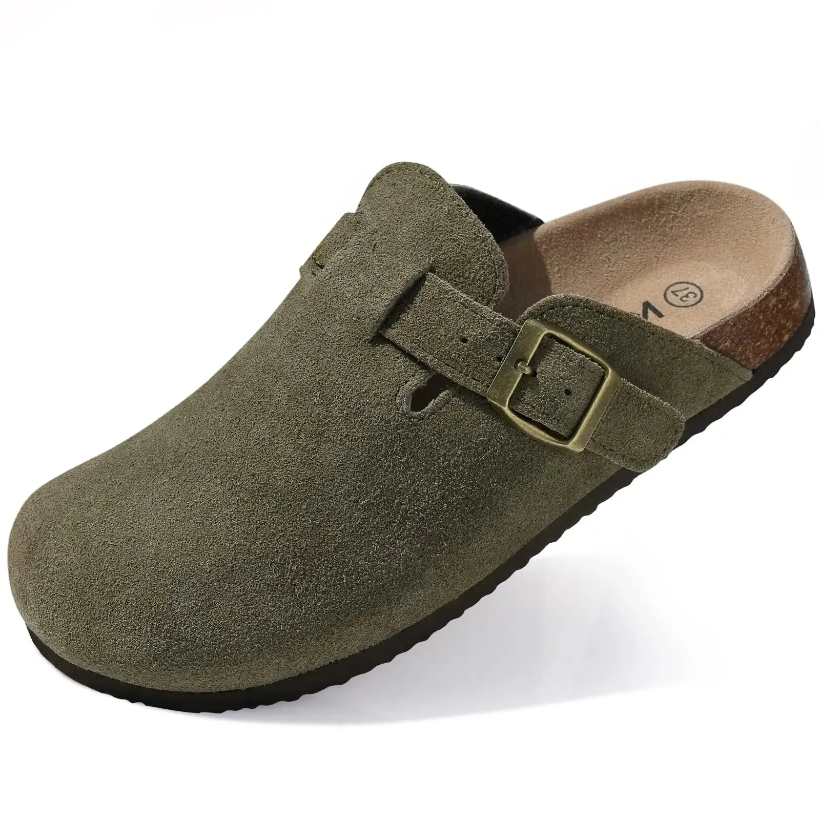 KIDMI New Suede Women Clogs Slippers Fashion Cork Footbed Beach Slippers Soft Cork Nonslip Men Clogs Slippers With Arch Support