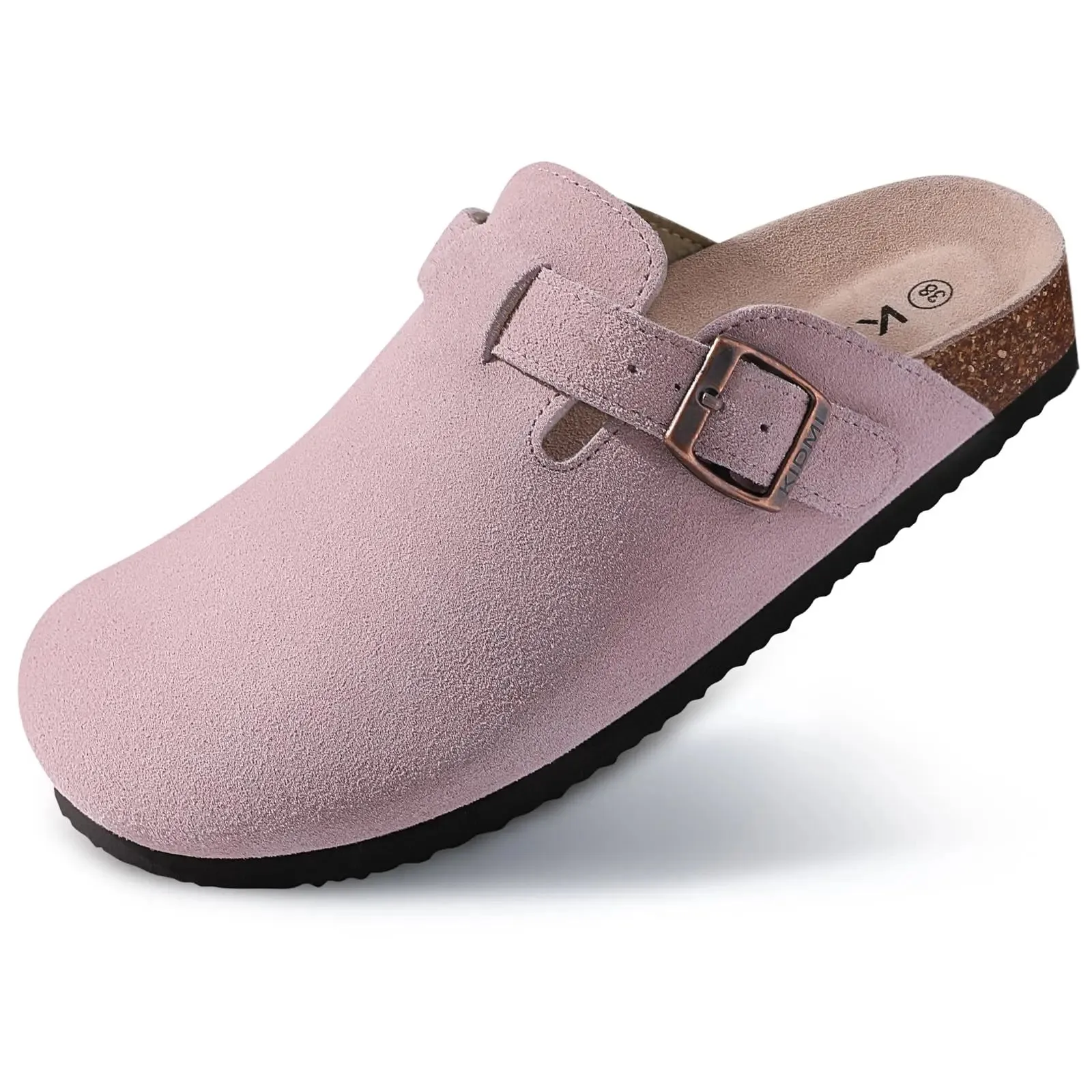 KIDMI New Suede Women Clogs Slippers Fashion Cork Footbed Beach Slippers Soft Cork Nonslip Men Clogs Slippers With Arch Support