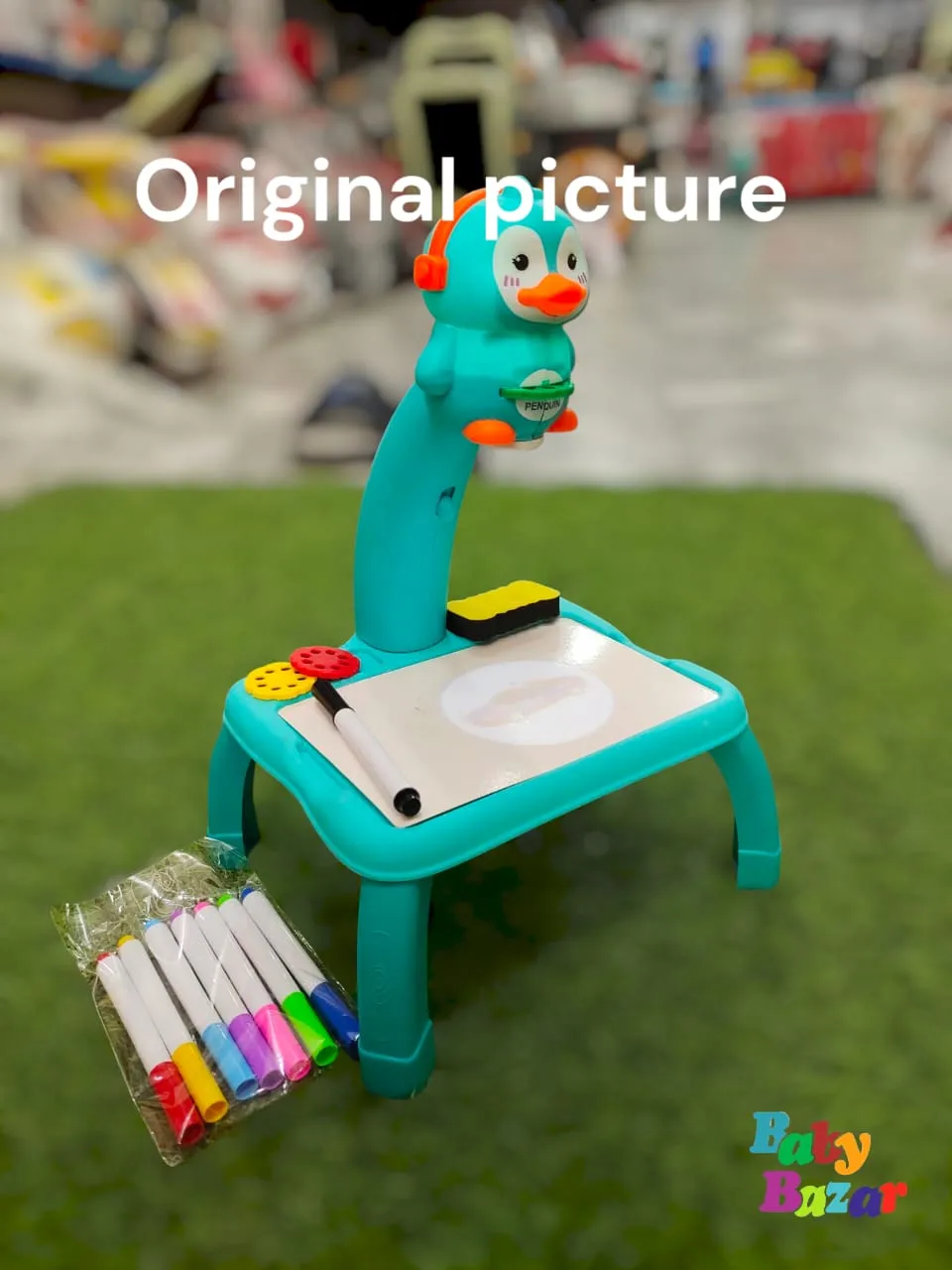Kids Projection Drawing Table – Penguin Theme with Light & Music
