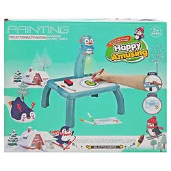 Kids Projection Drawing Table – Penguin Theme with Light & Music