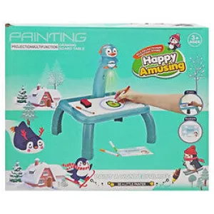 Kids Projection Drawing Table – Penguin Theme with Light & Music