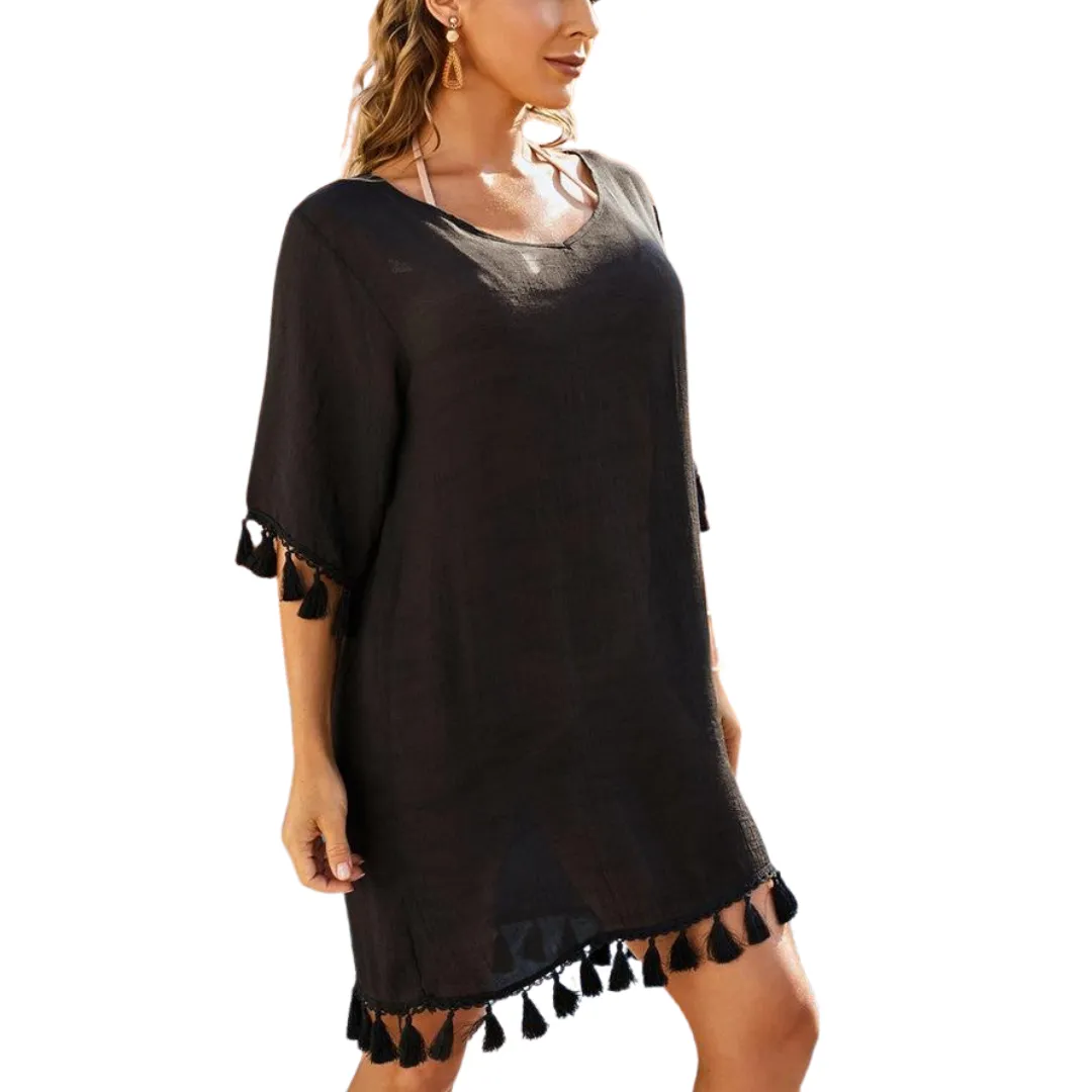 Knit Crochet Short Sleeve Cover Up