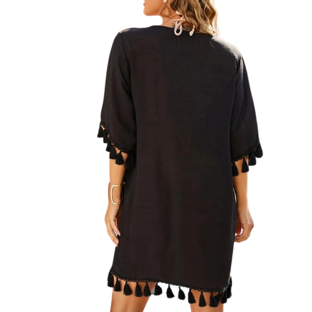Knit Crochet Short Sleeve Cover Up