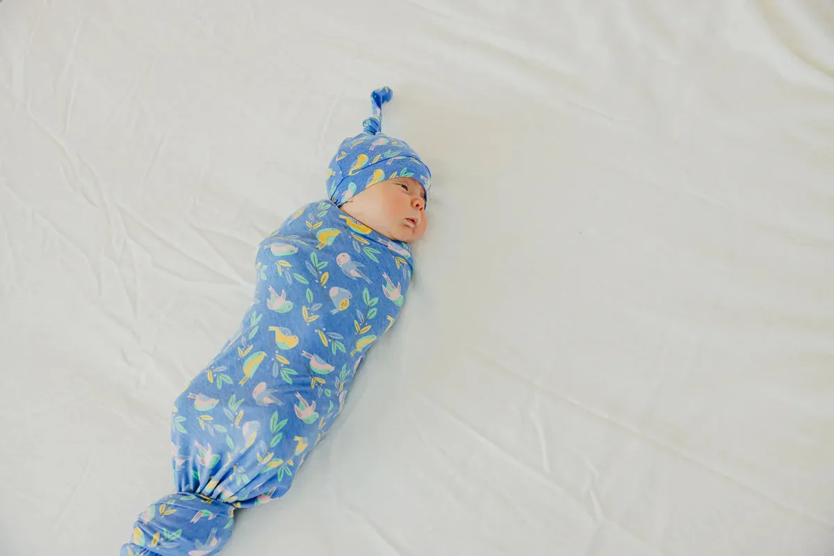 Knit Swaddle Blanket- Birdie