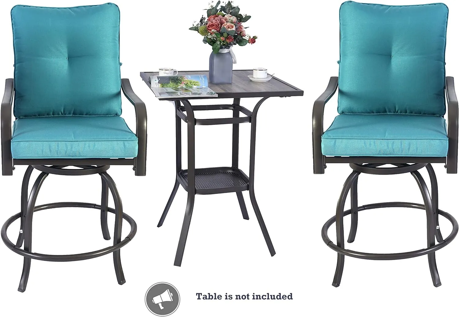 Kozyard Isabella High Swivel Bar Stools/Chair Set for Home Patio, Back Yard, Cafes, Bistro, Restaurants and Chic Bars (5 Options)