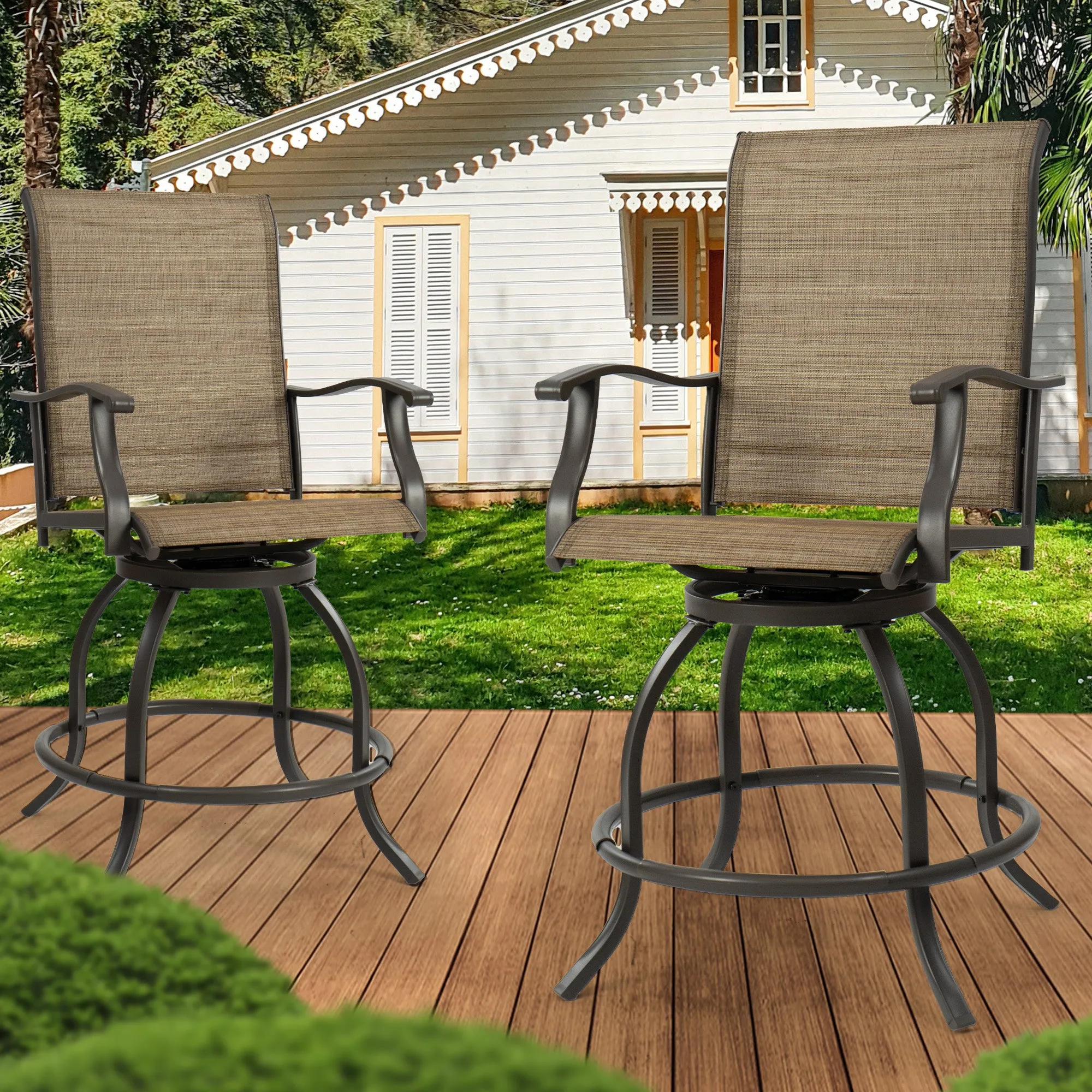 Kozyard Isabella High Swivel Bar Stools/Chair Set for Home Patio, Back Yard, Cafes, Bistro, Restaurants and Chic Bars (5 Options)