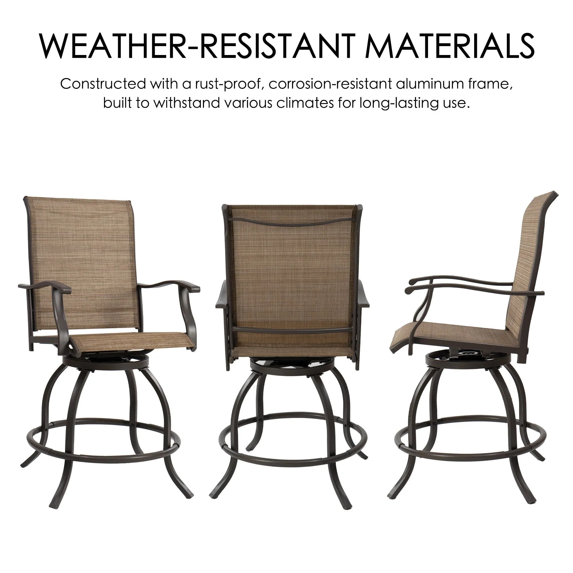 Kozyard Isabella High Swivel Bar Stools/Chair Set for Home Patio, Back Yard, Cafes, Bistro, Restaurants and Chic Bars (5 Options)