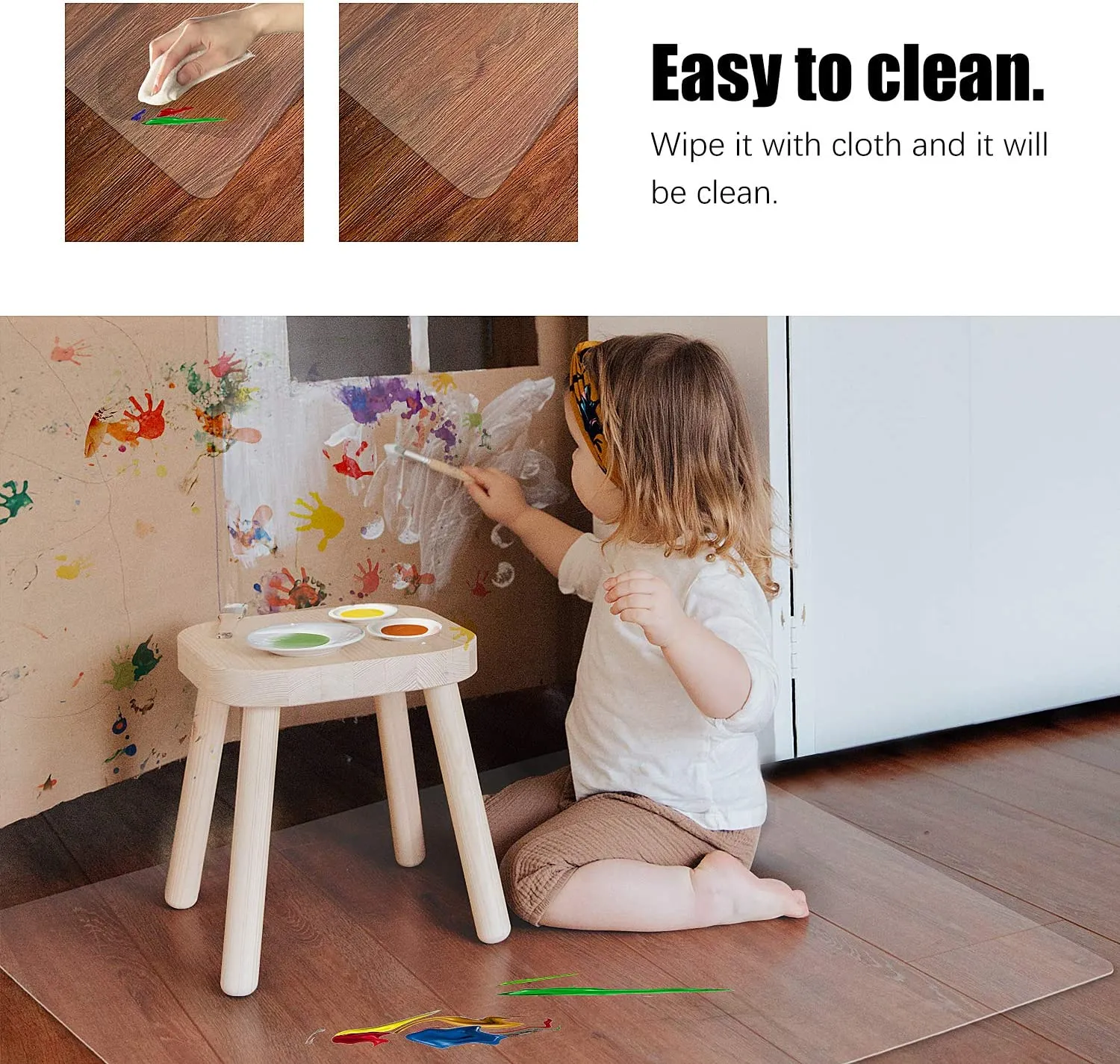 Kuyal Clear Chair Mat, Hard Floor Use, 48" x 30" Transparent Office Home Floor Protector mat Chairmats (30" X 48" Rectangle)