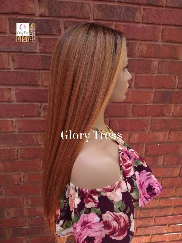 Lace Front Wig, Human Blended Wig, Glory Tress,  Straight Wig, Ombre Dark Blonde Wig, 13x6 Free Parting, Soft Swiss Lace, On Sale // NAOMI