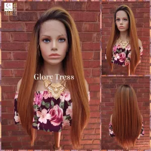 Lace Front Wig, Human Blended Wig, Glory Tress,  Straight Wig, Ombre Dark Blonde Wig, 13x6 Free Parting, Soft Swiss Lace, On Sale // NAOMI