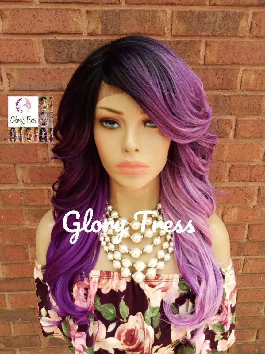 Lace Front Wig - Ombre Wig - Ombre Purple Wig - Purple Wig - Lavender Wig - Curly Lace Front Wig // SALVATION