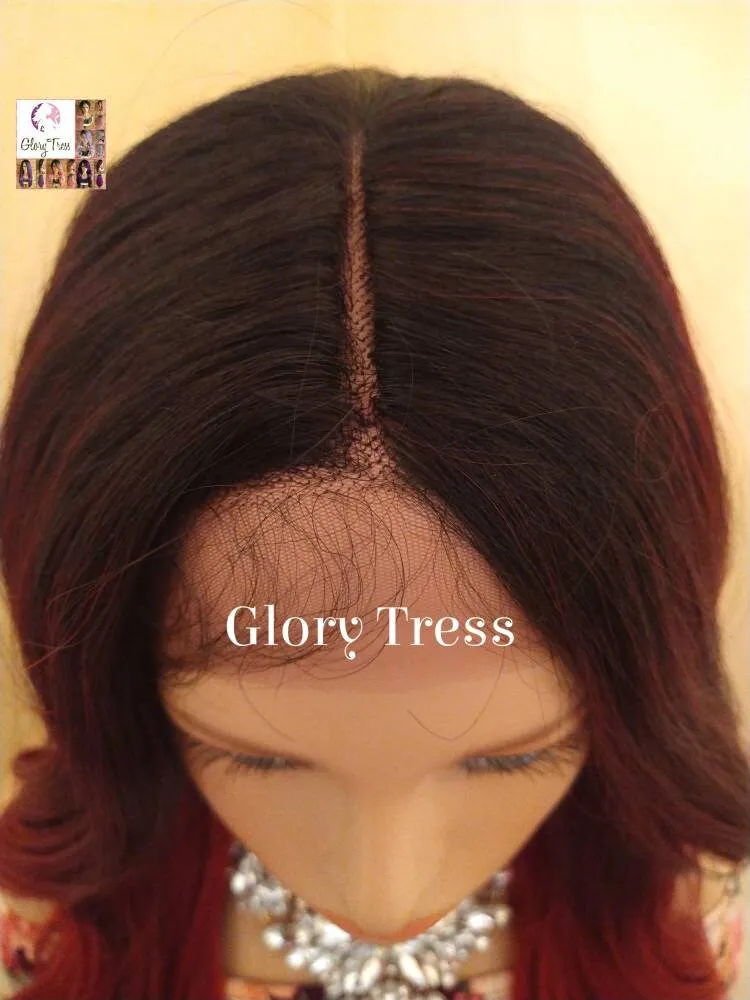 Lace Front Wig - Wavy Lace Front Wig, Wigs,  Ombre Wig -  Burgundy Wig - Wig - Glory Tress - Heat Resistant Wig -  Ready To Ship // FAVOR