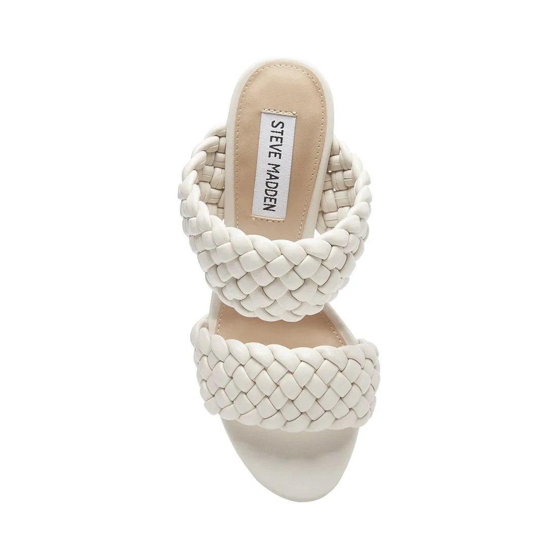 Leather Woven Stacked Heel Mule Sandal