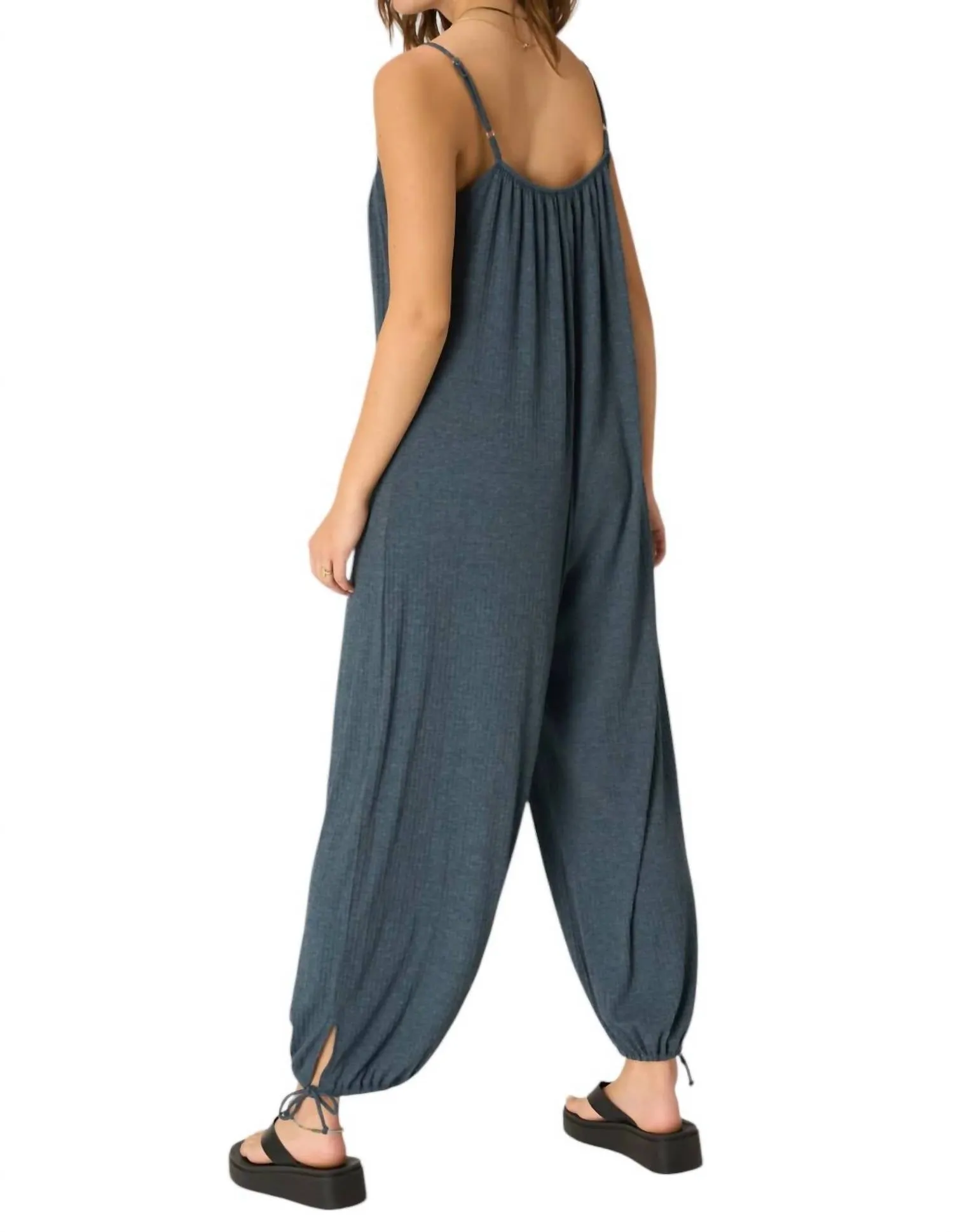 Let's Bounce Shirred Strappy Jumpsuit