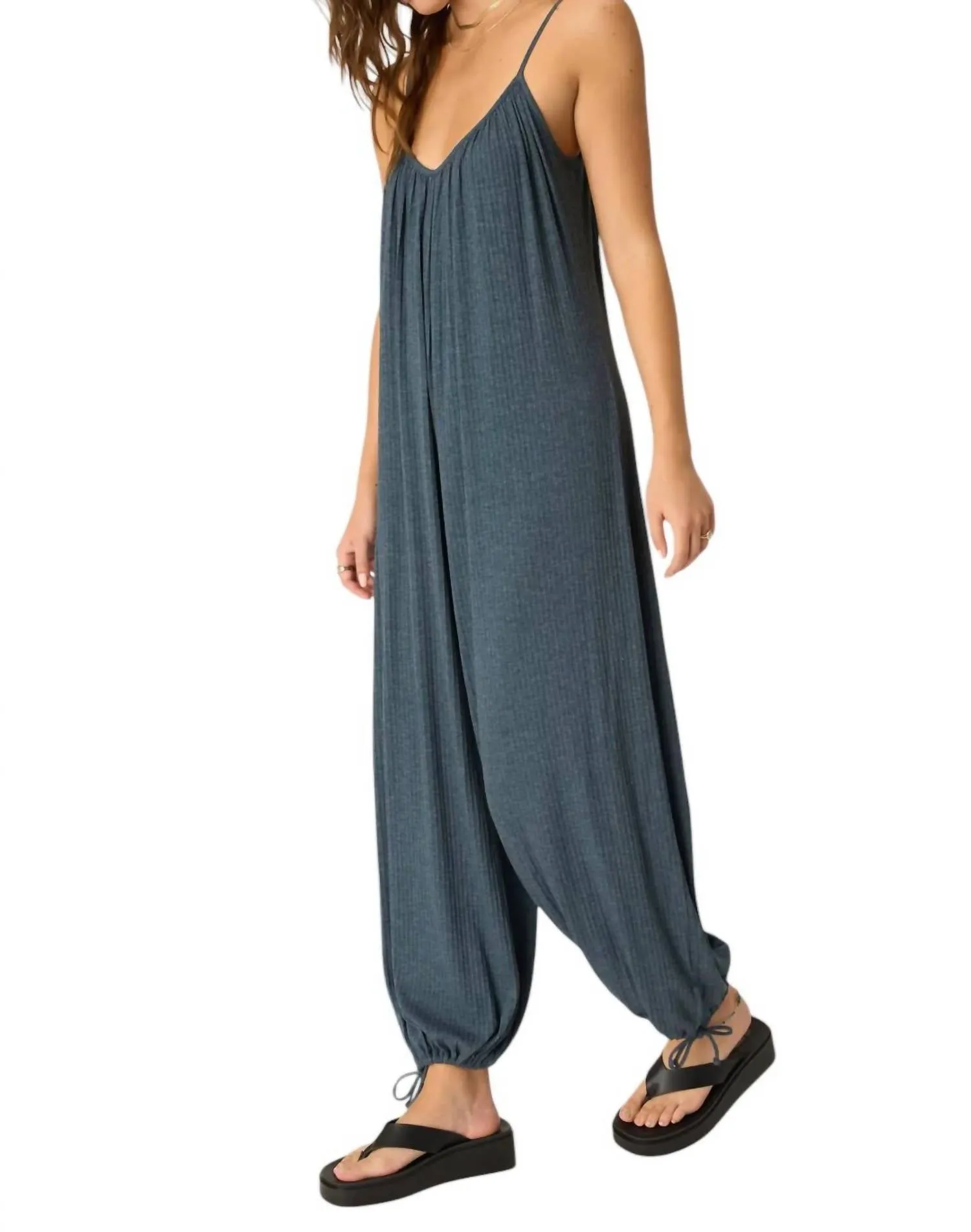 Let's Bounce Shirred Strappy Jumpsuit