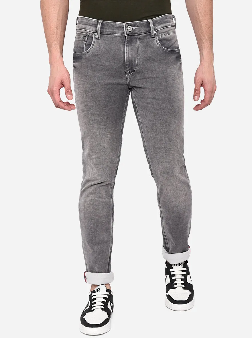 Light Grey Solid Slim Fit Jeans | JadeBlue