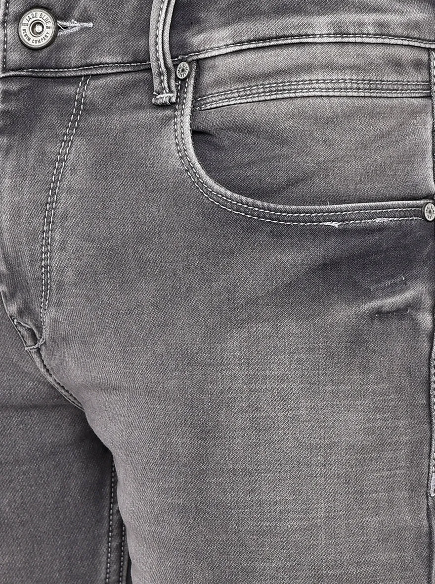 Light Grey Solid Slim Fit Jeans | JadeBlue