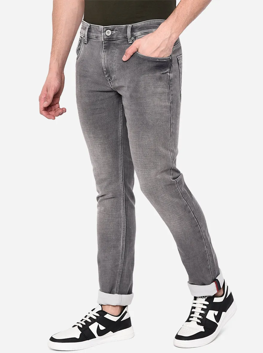 Light Grey Solid Slim Fit Jeans | JadeBlue