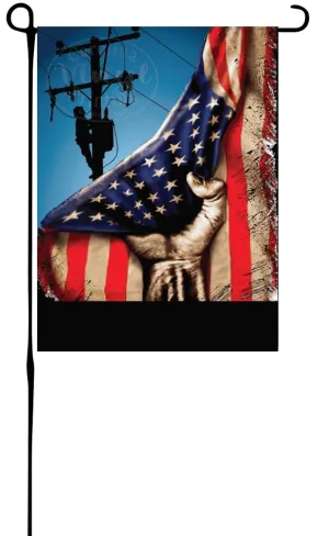 Lineman American Flag Garden Flag
