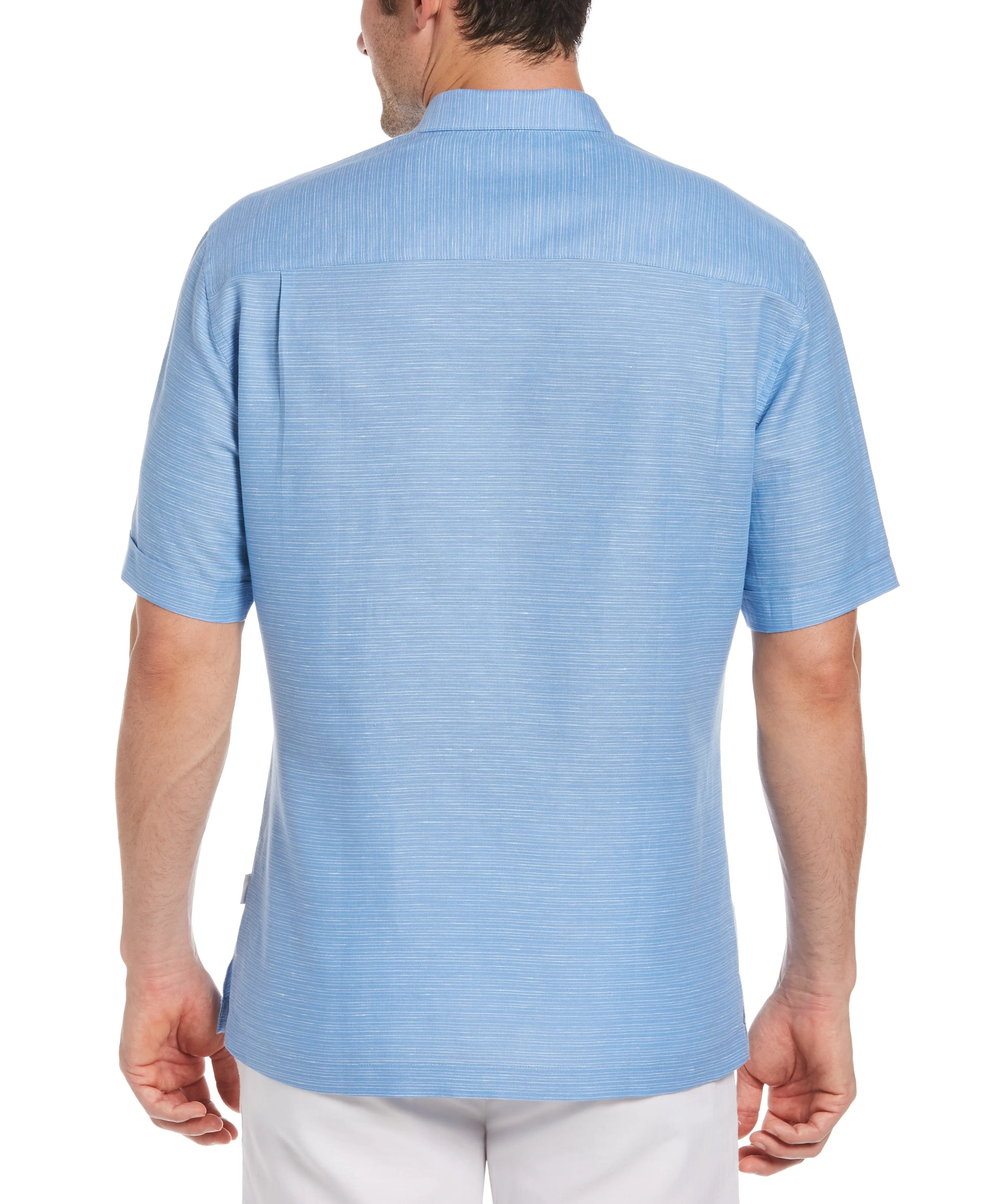 Linen-Blend Yarn Dye Stripe Guayabera Shirt